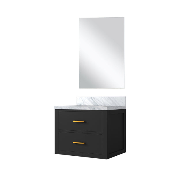 English Elm Black Single Bath Vanity 24" W x 18" D with Acrylic Top, Soft-Close Cabinet & 18" Frameless Mirror B2731S01421