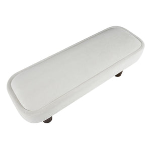 English Elm Indoor Boucle Upholstered Bench with Walnut Legs Textured Khaki Dining Seating Beige,Walnut N779P390675B