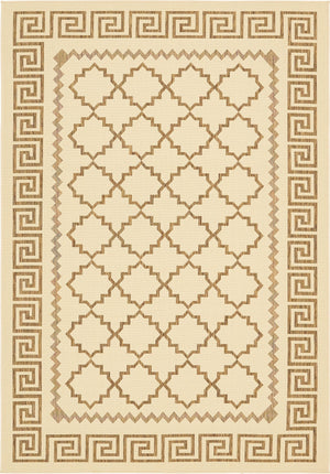 Unique Loom Outdoor Trellis Stars Machine Made Geometric Rug Beige, Brown 6' 1" x 9' 0"