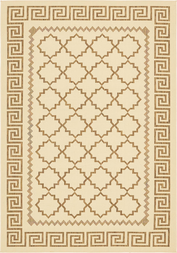 Unique Loom Outdoor Trellis Stars Machine Made Geometric Rug Beige, Brown 6' 1" x 9' 0"