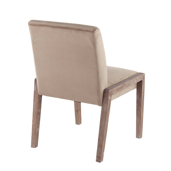 English Elm Carmen Contemporary Chair Set Of 2 - White-Washed Wood Frame With Luxurious Light Brown Velvet Upholstery B202S01320