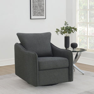 English Elm Nikko Charcoal Upholstered Swivel Chair with Plush Bouclé, Glide Motion, Sloping Arms & Cozy Cushions B062P353269