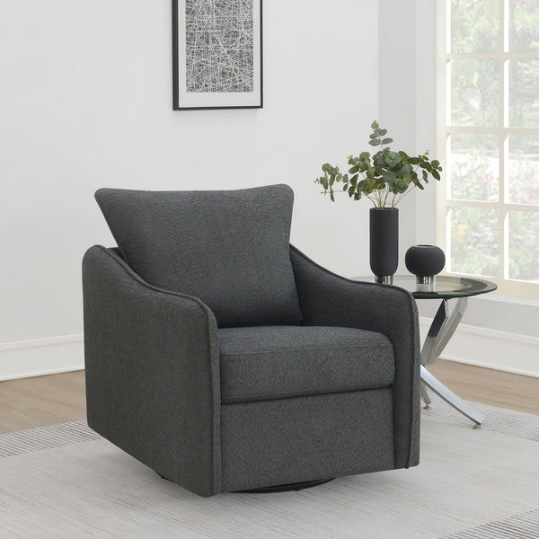 English Elm Nikko Charcoal Upholstered Swivel Chair with Plush Bouclé, Glide Motion, Sloping Arms & Cozy Cushions B062P353269