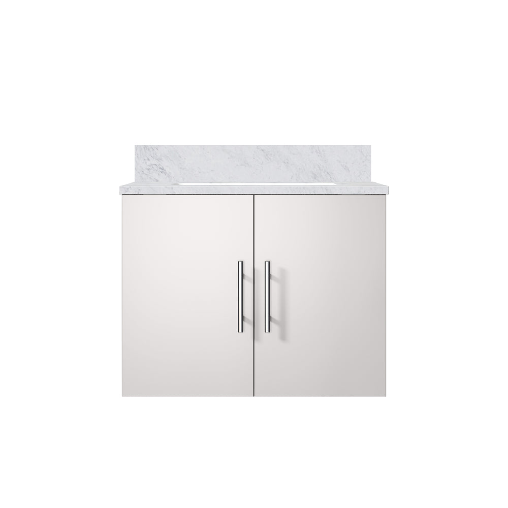 English Elm Glossy White Bath Vanity With Carrara Marble Top – Stylish, Compact Design & Soft-Close Storage Solution B2731P258567
