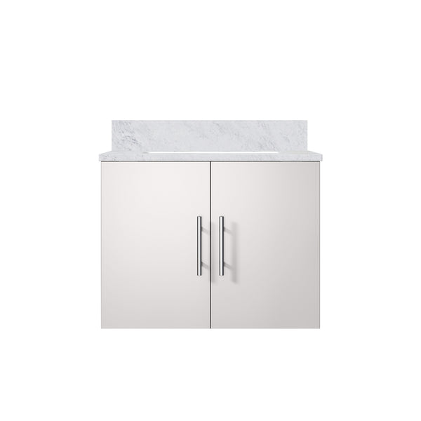 English Elm Glossy White Bath Vanity With Carrara Marble Top – Stylish, Compact Design & Soft-Close Storage Solution B2731P258567