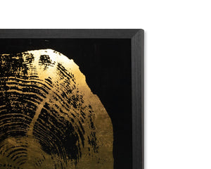 Sunpan TIME LINES Set of 4 Framed Art Panels - 30" Charcoal Frames with Gold Leaf Tree Ring Designs A0325