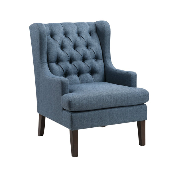 English Elm 1Pc Elegant Button-Tufted Blue Accent Chair With Foam Cushion - Perfect For Cozy Spaces & Style! B011P287707