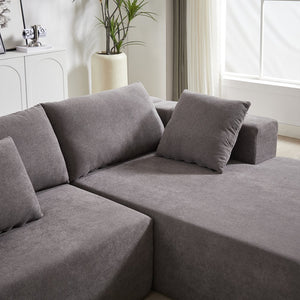English Elm Modern Chenille Modular Sectional Sofa Set - L-Shaped Design With 6 Pillows For Ultimate Comfort W834S00399