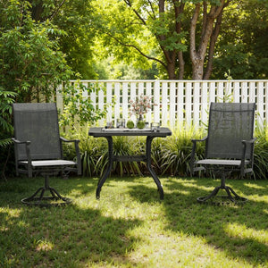 English Elm Outdoor Swivel Patio Dining Chairs Textilene Woven Set for Backyard Entertaining T3623P433695