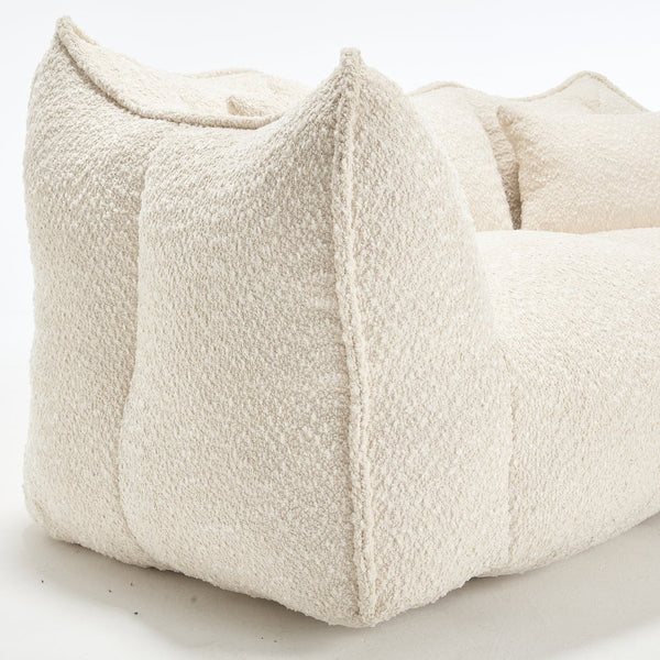 English Elm Soft Plush Foam Beanbag Chair for Two People, Square Recliner Sofa With Superfiber Comfort Embrace Beige W1996P252271