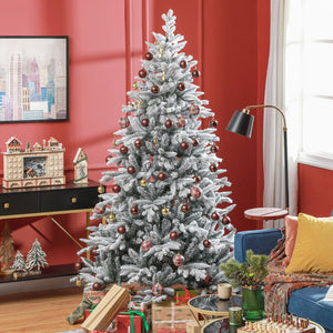 English Elm Homcom 7Ft Snow-Flocked Artificial Christmas Tree With 1401 Tips, Easy Assembly & Metal Stand W2225P229179