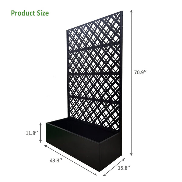 English Elm Metal Raised Garden Bed with Integrated Trellis for Patio Privacy and Climbing Plants W1586P455882