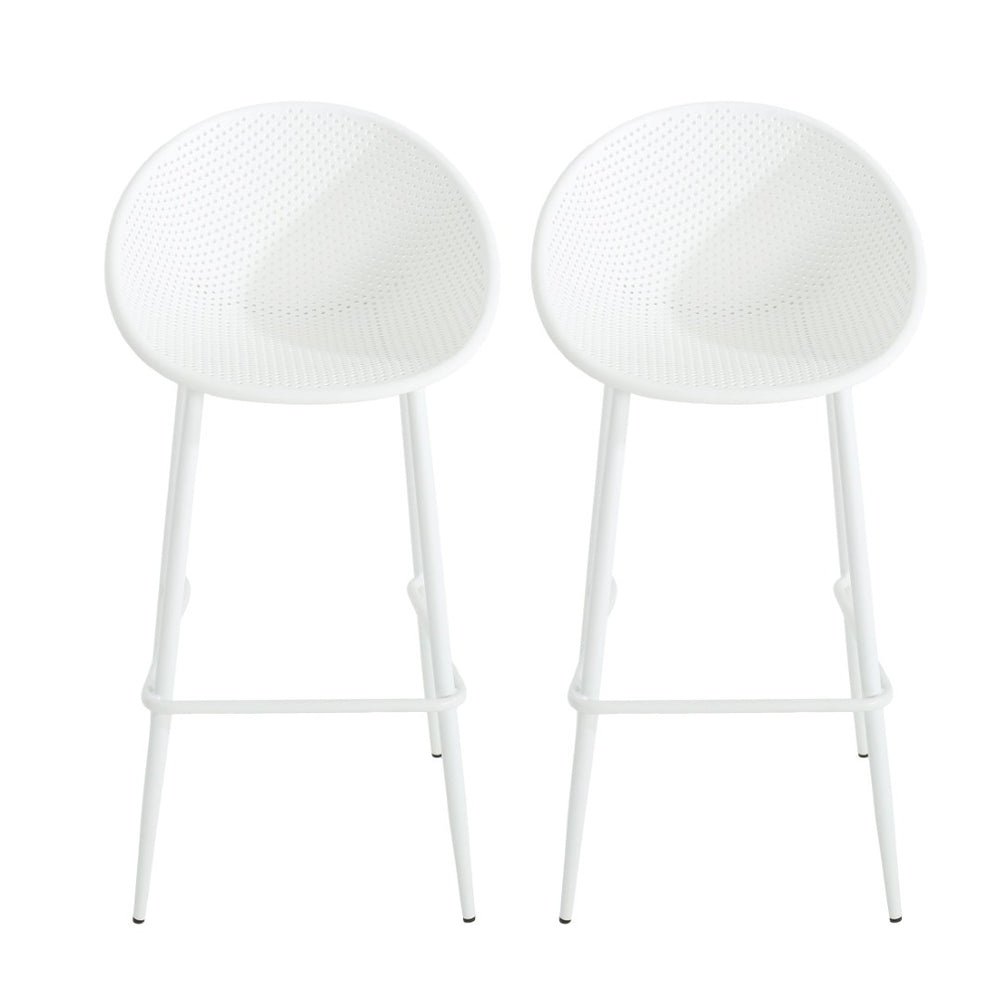 English Elm Gable Outdoor Barstools Set of 2 Iron Framed Resin Mesh Patio Counter Seating N775P176689W