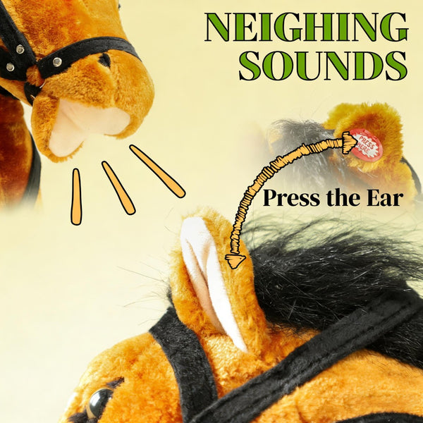 English Elm Soft Plush Spring Rocking Horse with Saddle Reins and Sounds for Kids Ages 3 to 8 T3971P442620