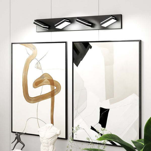 English Elm Modern Chrome Led Vanity Light - 4-Light Wall Sconce For Elegant Bathroom & Mirror Illumination W2312P374914