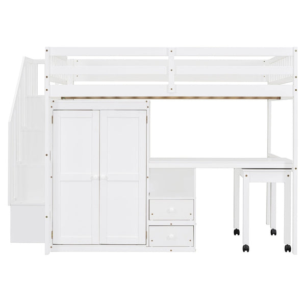 English Elm Queen Murphy Bed with Integrated Desk Cabinet Shelves Space Saving Studio Solution White N708S00014K