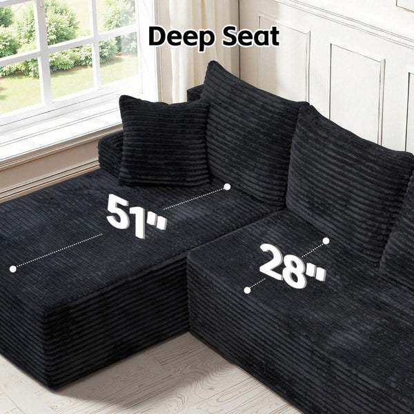 English Elm Modern Chenille Sectional Sofa with Chaise Modular L Shaped Living Room Set W3653P443453
