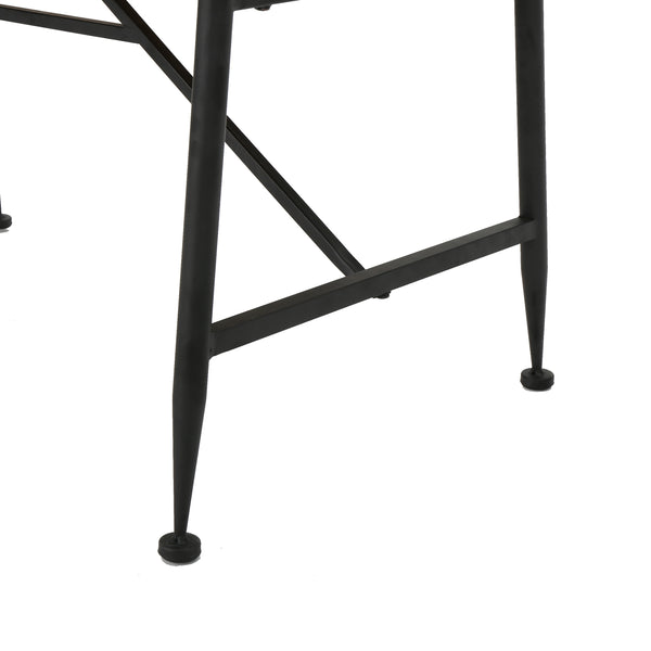 English Elm Christopher Knight Home® - Rectangle Industrial Outdoor Coffee Table with Acacia Wood Top, Angled Tubular Iron Legs, Black Finish, Weather-Resistant Protection 60729.00