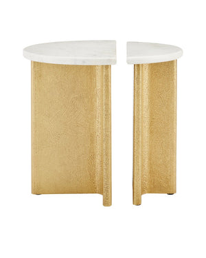 Currey & Company Doublet Marble Accent Table Set Of 2 – Elegant Hand-hammered Brass Base With Stylish Design Brass Banswara Marble ,Brass ,Engineered Wood 4000-0233-currey-company
