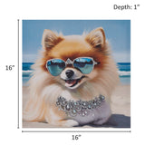 Madison Park Beach Dogs Casual Pomeranian Canvas Wall Art ID95C-0057 Pomeranian/Blue Multi