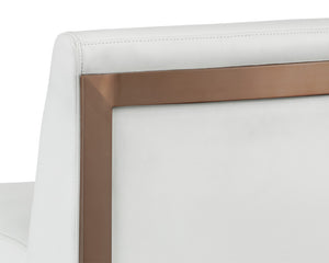 Sunpan Dean Bar Stool with Exposed Brass Frame and Luxurious Bonded Leather for Stylish Spaces Antique Brass / Cantina White