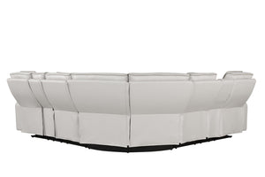 English Elm Fortuner Modern power recliner sectional with massage, Bluetooth speakers, LED lighting, USB charging, storage Beige B009S01798