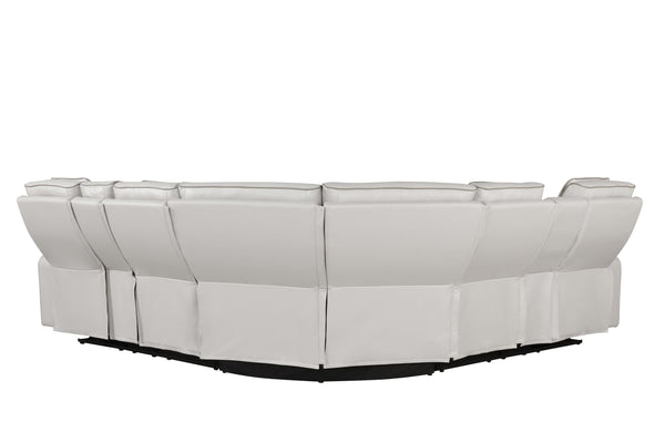 English Elm Fortuner Modern power recliner sectional with massage, Bluetooth speakers, LED lighting, USB charging, storage Beige B009S01798