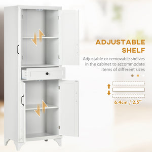English Elm Homcom 67" Tall Freestanding Kitchen Pantry Cabinet With Adjustable Shelves & Drawer For Organized Storage W2225P229569