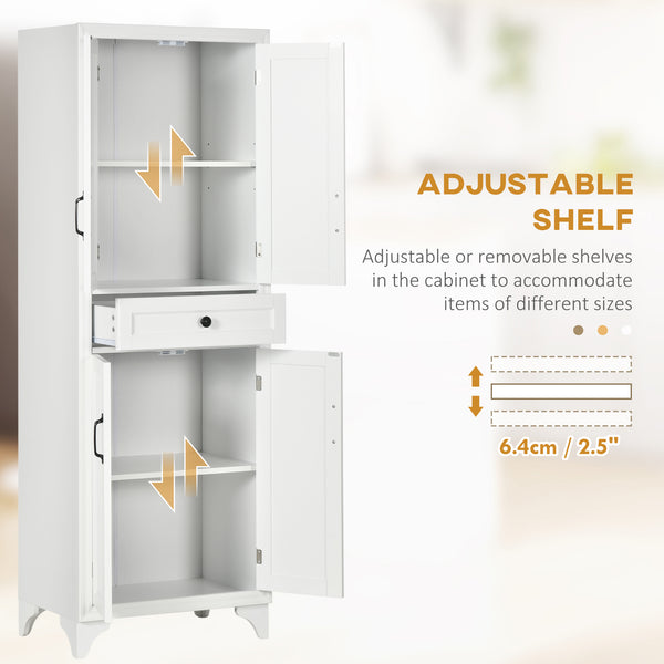 English Elm Homcom 67" Tall Freestanding Kitchen Pantry Cabinet With Adjustable Shelves & Drawer For Organized Storage W2225P229569