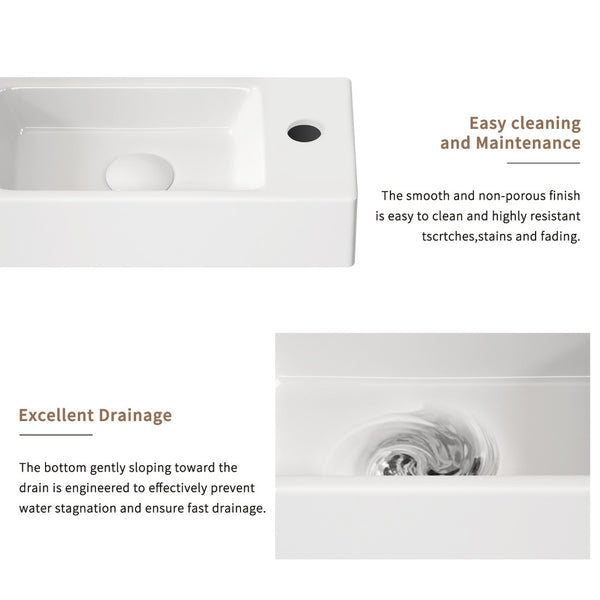 English Elm Wall-mounted Porcelain Basin Complete Faucet Set for Powder Room or Small Bathroom Milk White,Silver W3402P402912