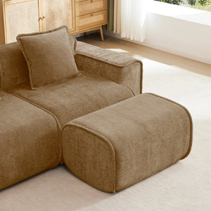 English Elm Streamlined Velvet Modular L-shape Sectional Sofa with Cloud Foam and French Piping Brown W3041S00371