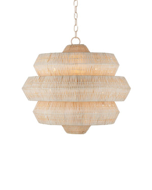 Currey & Company Antibes Grande White Chandelier - Stunning Bleached Rattan Design With 18 Lights For Bright Elegance Natural Rattan ,Wrought Iron 9000-1316-currey-company