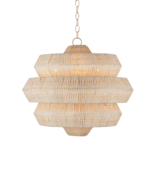 Currey & Company Antibes Grande White Chandelier - Stunning Bleached Rattan Design With 18 Lights For Bright Elegance Natural Rattan ,Wrought Iron 9000-1316-currey-company