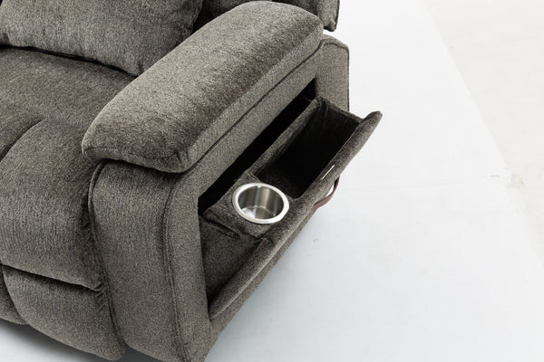 English Elm Oversized Power Lift Recliner Chair with Massage Heating and Usb Charging for Living Room Dark Grey W547S00073