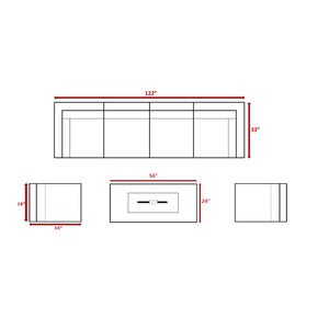 English Elm Fully Assembled 7-Piece Outdoor Seating Set With Fire Pit & Premium Cushions For Cozy Gatherings B120S00137