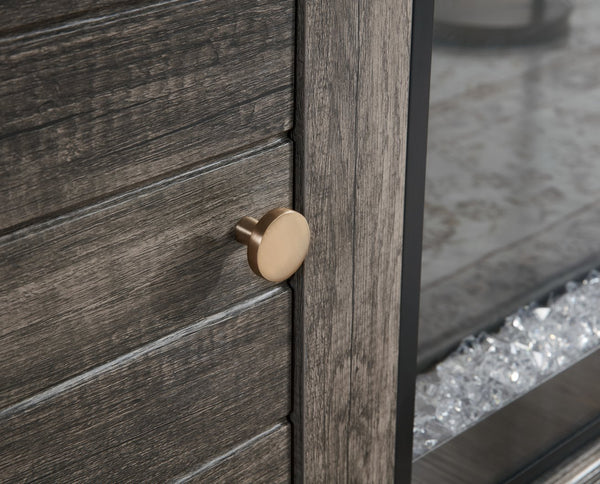 English Elm Terra 74" Gray Walnut Fireplace TV Stand Console with Heater, Flames, Cabinets & Shelves B061P352457