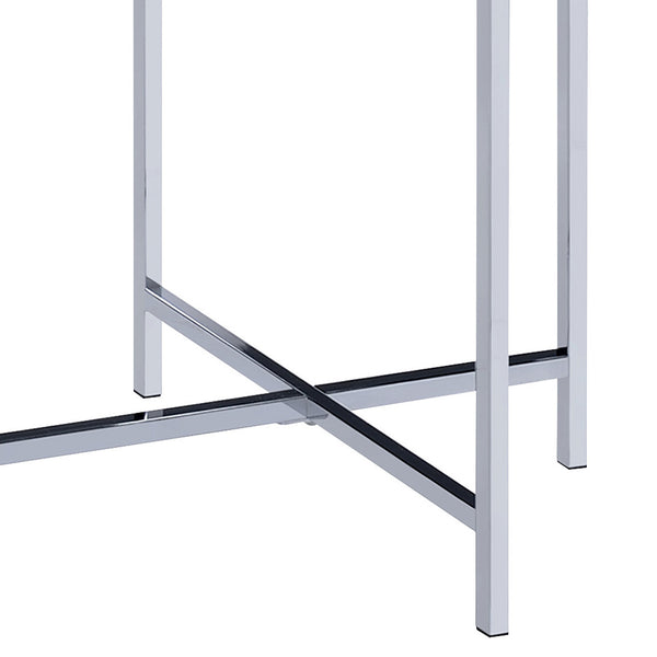 English Elm Grey Rectangle Sofa Table with Faux Marble Top and Chrome Frame — Narrow Console for Hallway, Living Room Decor, 49.5" Wide, Durable Surface B062P185680