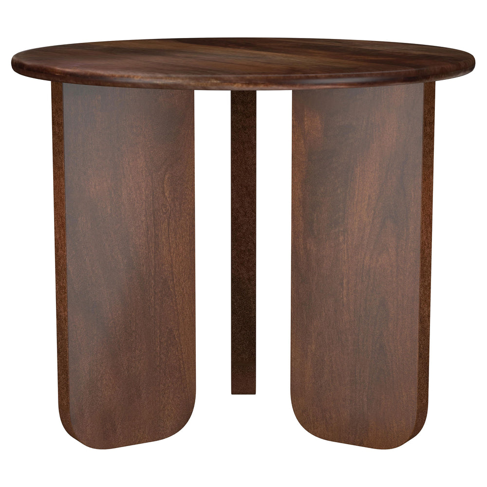 English Elm Columbo Brown Round End Table - Rustic Charm Meets Modern Design For Versatile Living Room Decor B062P375425