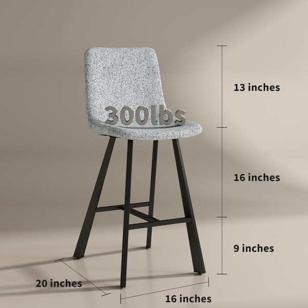 English Elm Modern Upholstered Gray Fabric Barstool with Black Metal Frame for Kitchen Island W5096P400393