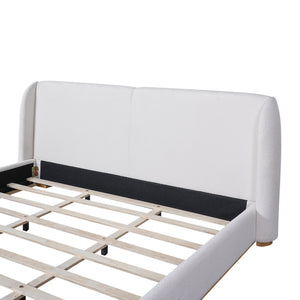 English Elm Christopher Knight Home® - King Boucle Wingback Bed Frame — Solid Rubberwood Base, Plush Upholstered Headboard, No Box Spring Needed, Easy Assembly N757K331590W