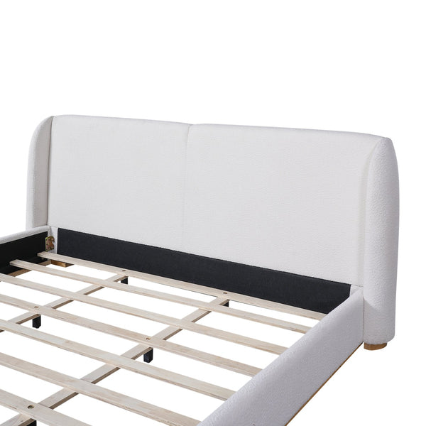 English Elm Christopher Knight Home® - King Boucle Wingback Bed Frame — Solid Rubberwood Base, Plush Upholstered Headboard, No Box Spring Needed, Easy Assembly N757K331590W