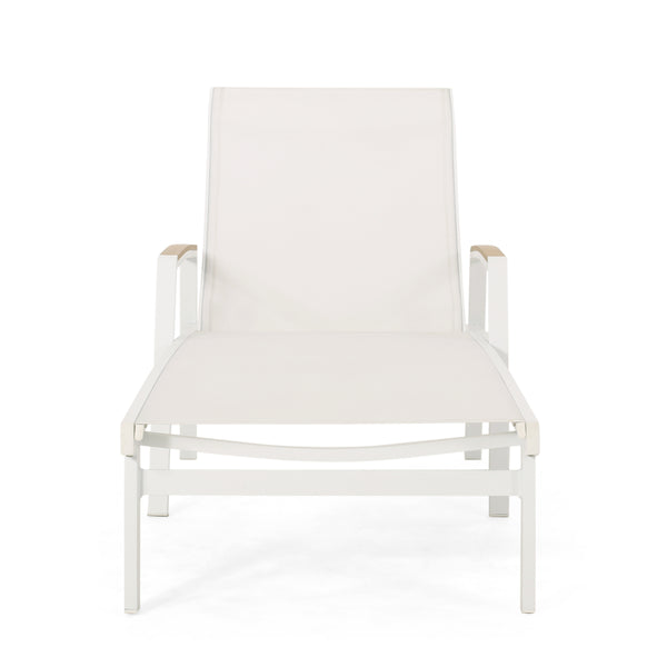 English Elm Christopher Knight Home® - OXTON Chaise Lounge with Breathable Nylon Mesh, Ergonomic Recline and Sleek Low-Profile Design for Comfort White 62753.00WWHIMP2