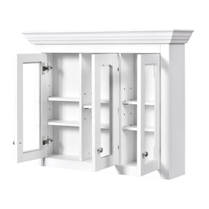 English Elm 35" Bathroom Medicine Cabinet with Mirror — 5 Adjustable Shelves, Wall-Mounted Storage, Modern White Elegance N710P264306K
