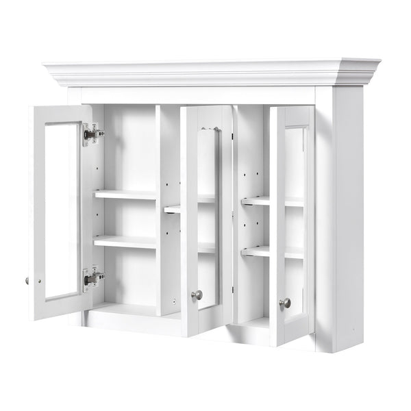 English Elm 35" Bathroom Medicine Cabinet with Mirror — 5 Adjustable Shelves, Wall-Mounted Storage, Modern White Elegance N710P264306K