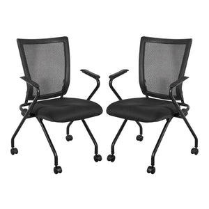 OSP Home Furnishings Soft Flex Frame Folding Chairs Pu Padded Nesting Seats for Events and Meetings 2 Pack 69349-30