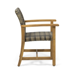 English Elm Christopher Knight Home® - HAMPTON Acacia Wood Dining Chair Pair with Handwoven Wicker Seats and Durable Velvet Finish Natural Stained 60400.00