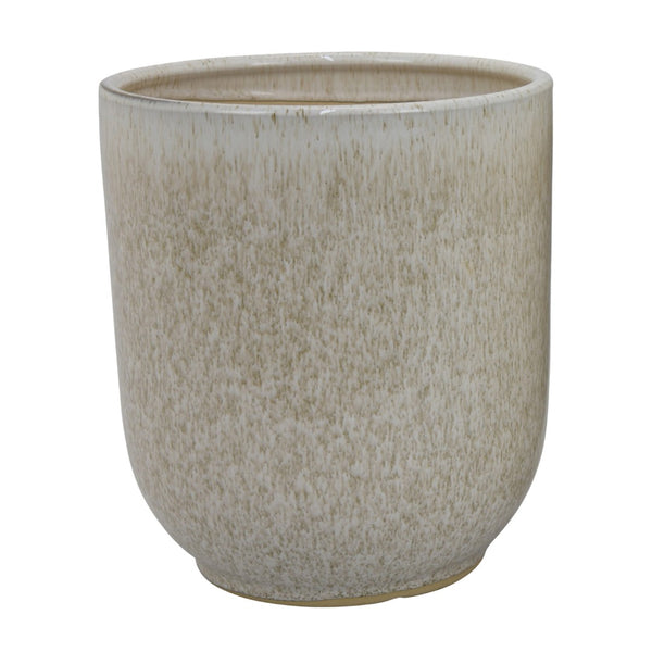 English Elm Lyna Glossy Ceramic Planter Set Speckled Glaze Rounded Form for Indoor Shelves B056P416945
