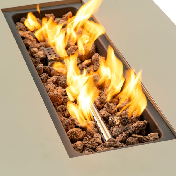 English Elm 42_Inch Iron Fire Pit Table - Stylish Outdoor Heating With 50,000 Btu, Propane Efficiency & Glass Stones W3131P277177