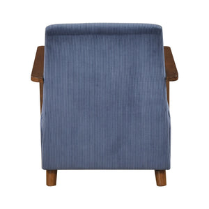 English Elm Modern Accent Chair with Corduroy Upholstery and Solid Wood Frame, Streamlined Comfort for Living Blue 30.25 L x 28.75 W x 17 H B011P283276