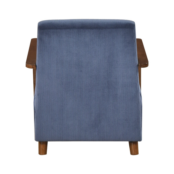 English Elm Modern Accent Chair with Corduroy Upholstery and Solid Wood Frame, Streamlined Comfort for Living Blue 30.25 L x 28.75 W x 17 H B011P283276